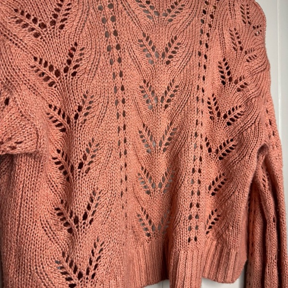 American Eagle Outfitters Peach/Pink Cropped Cardigan Sweater - Picture 6 of 8